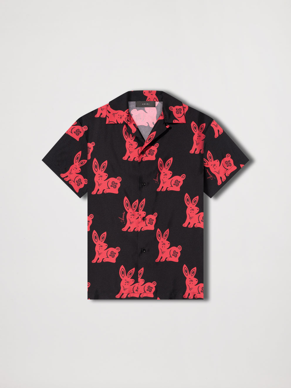 Black / Red Amiri RABBIT ALLOVER BOWLING SHIRT | 345296-XGC