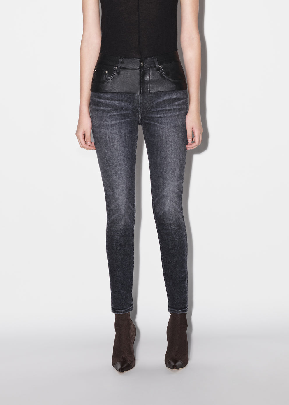 Black / Smoke Grey Amiri HYBRID SKINNY W/ LEATHER | 691078-DZI