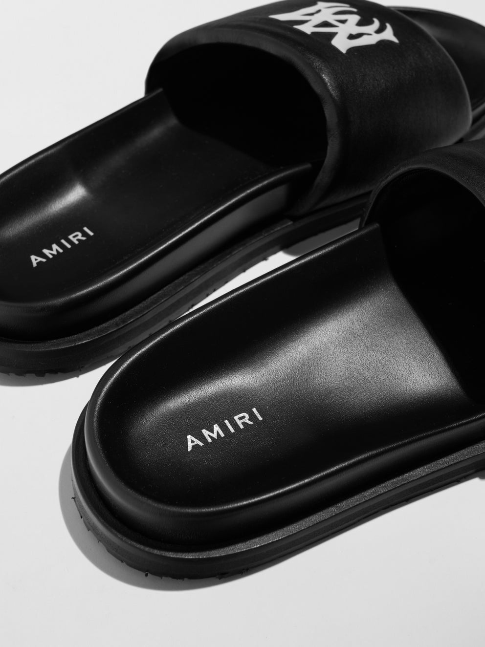 Black / White Amiri LEATHER SLIDE | 602734-EHS