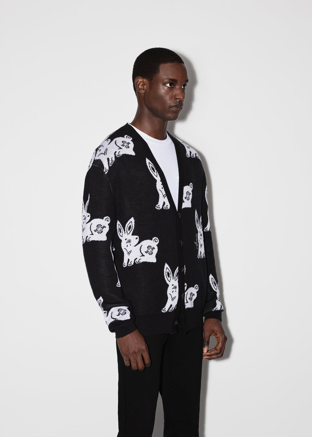 Black / White Amiri RABBIT REPEAT CARDIGAN | 172408-KGR