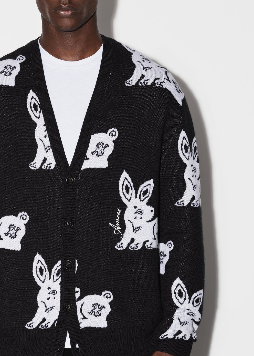 Black / White Amiri RABBIT REPEAT CARDIGAN | 172408-KGR