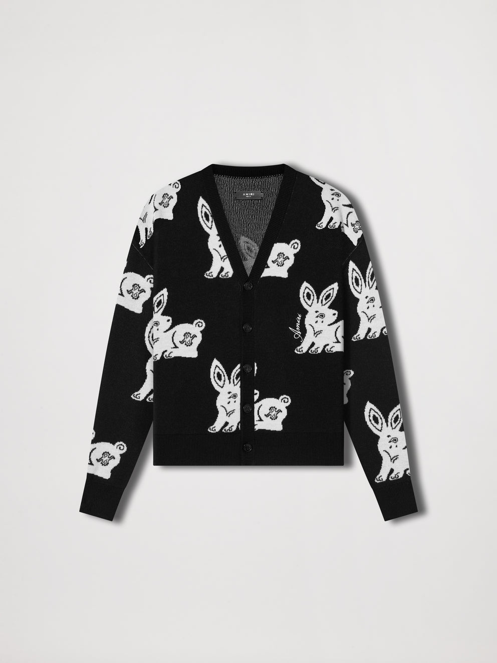 Black / White Amiri RABBIT REPEAT CARDIGAN | 172408-KGR