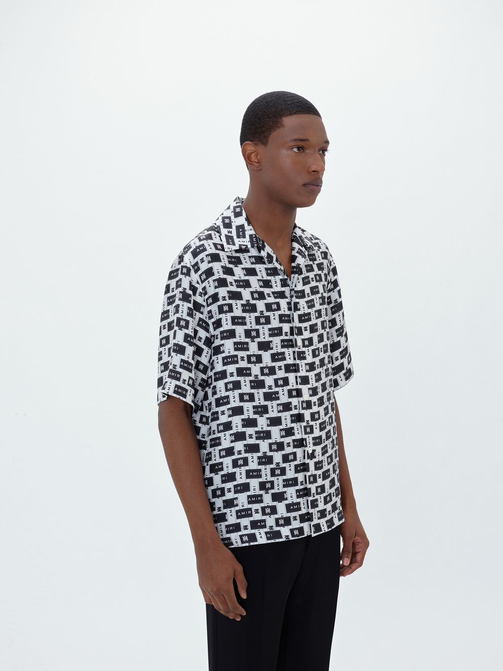 Black / White Amiri TAPE BOWLING SHIRT | 351604-CRE