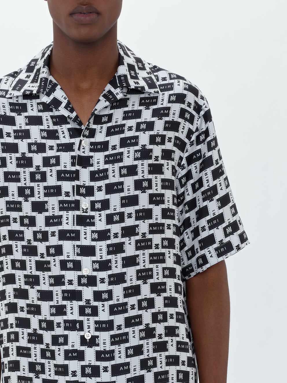 Black / White Amiri TAPE BOWLING SHIRT | 351604-CRE