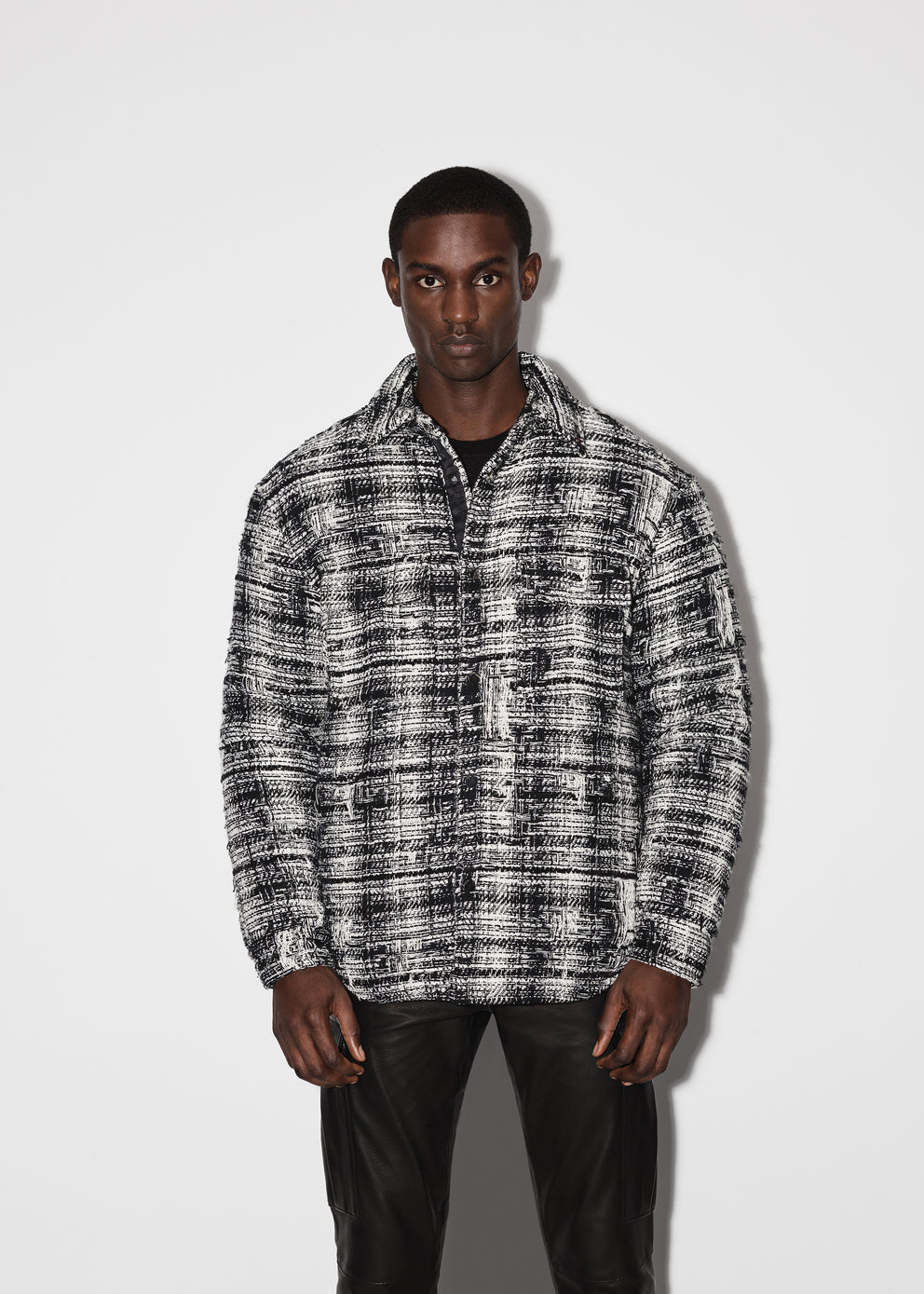 Black / White Amiri TWEED PADDED OVERSHIRT | 809145-GSC