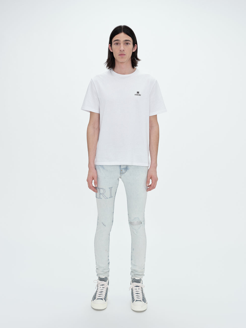 Bleached Indigo Amiri CRYSTAL EMBELLISHED LOGO JEAN | 893250-BLQ