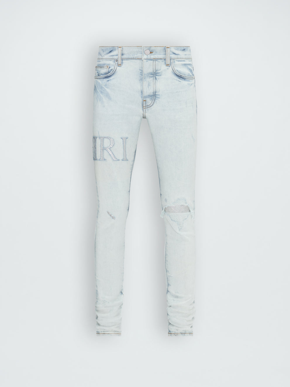 Bleached Indigo Amiri CRYSTAL EMBELLISHED LOGO JEAN | 893250-BLQ