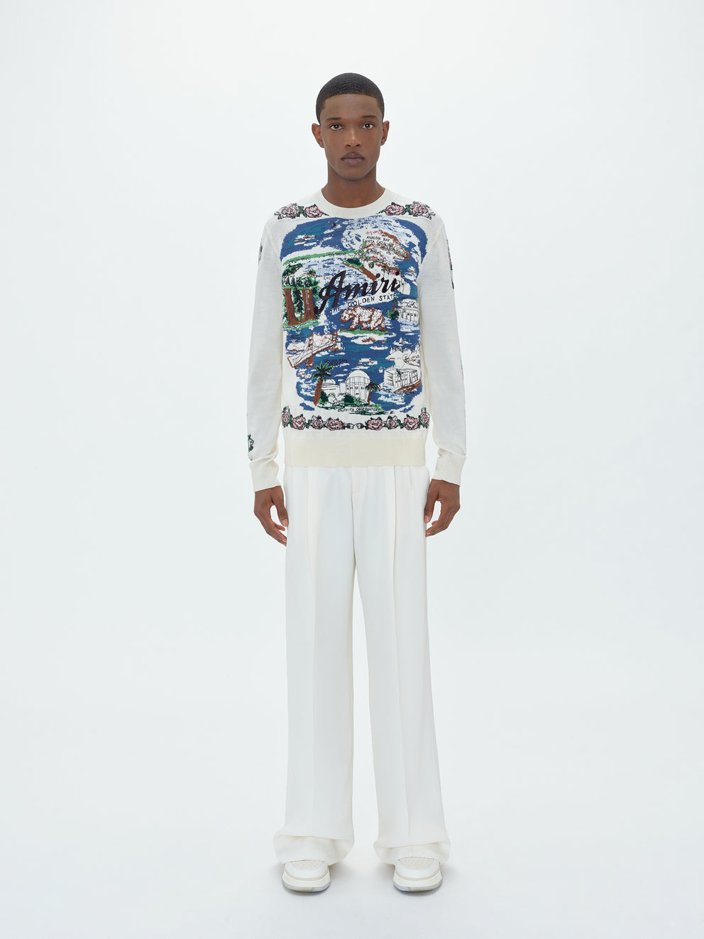 Blue / Alabaster Amiri ALOHA LANDSCAPE JACQUARD CREW | 043275-CET