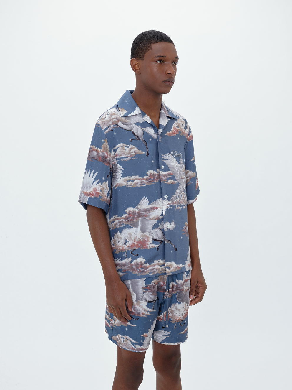 Blue Amiri ALL OVER PEGASUS BOWLING SHIRT | 479531-PGL