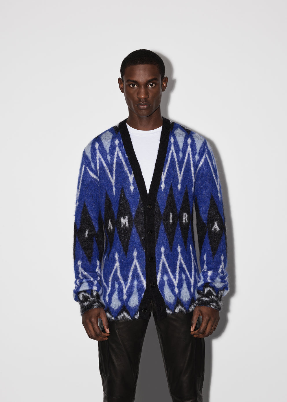 Blue Amiri ARGYLE MOHAIR CARDIGAN | 639152-BAJ