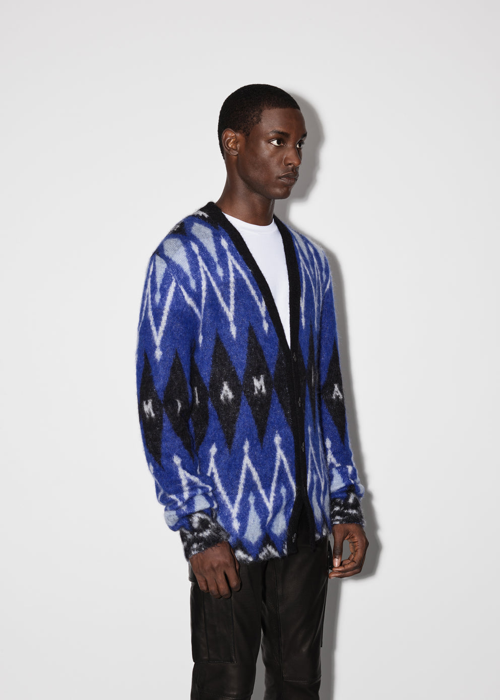 Blue Amiri ARGYLE MOHAIR CARDIGAN | 639152-BAJ