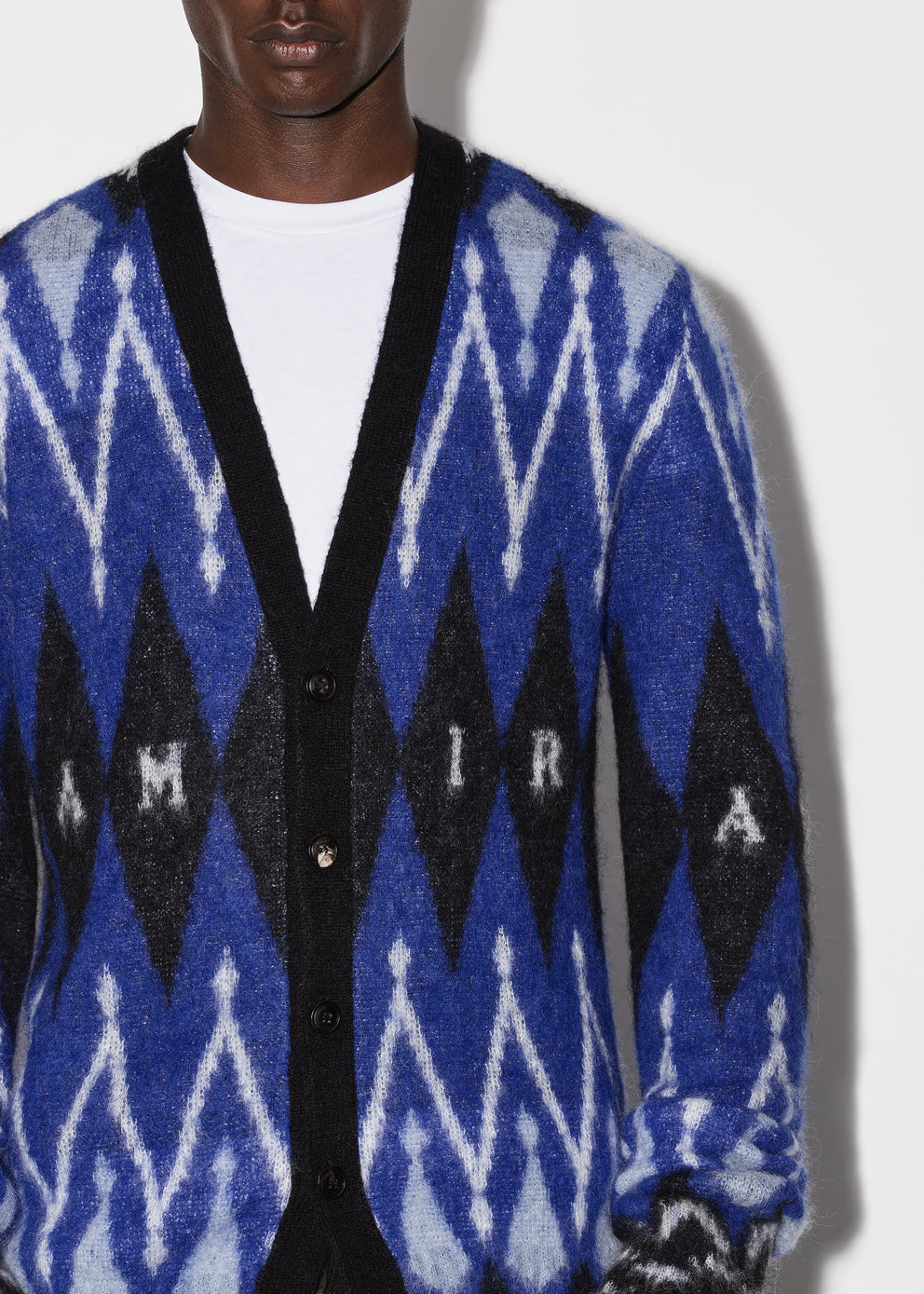 Blue Amiri ARGYLE MOHAIR CARDIGAN | 639152-BAJ