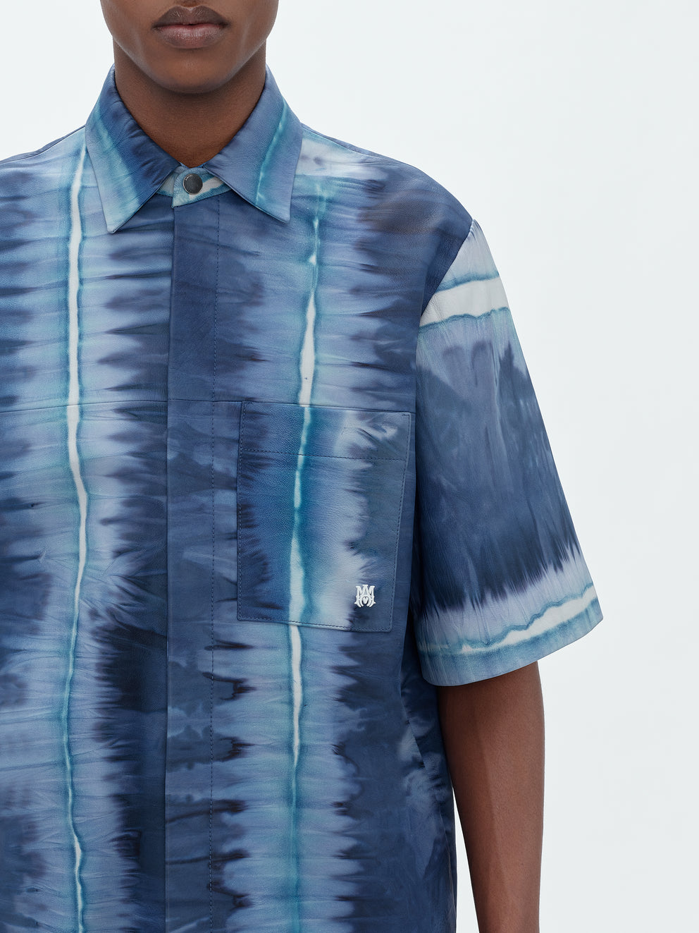 Blue Amiri LEATHER TIE DYE OVERSHIRT | 058329-GRN