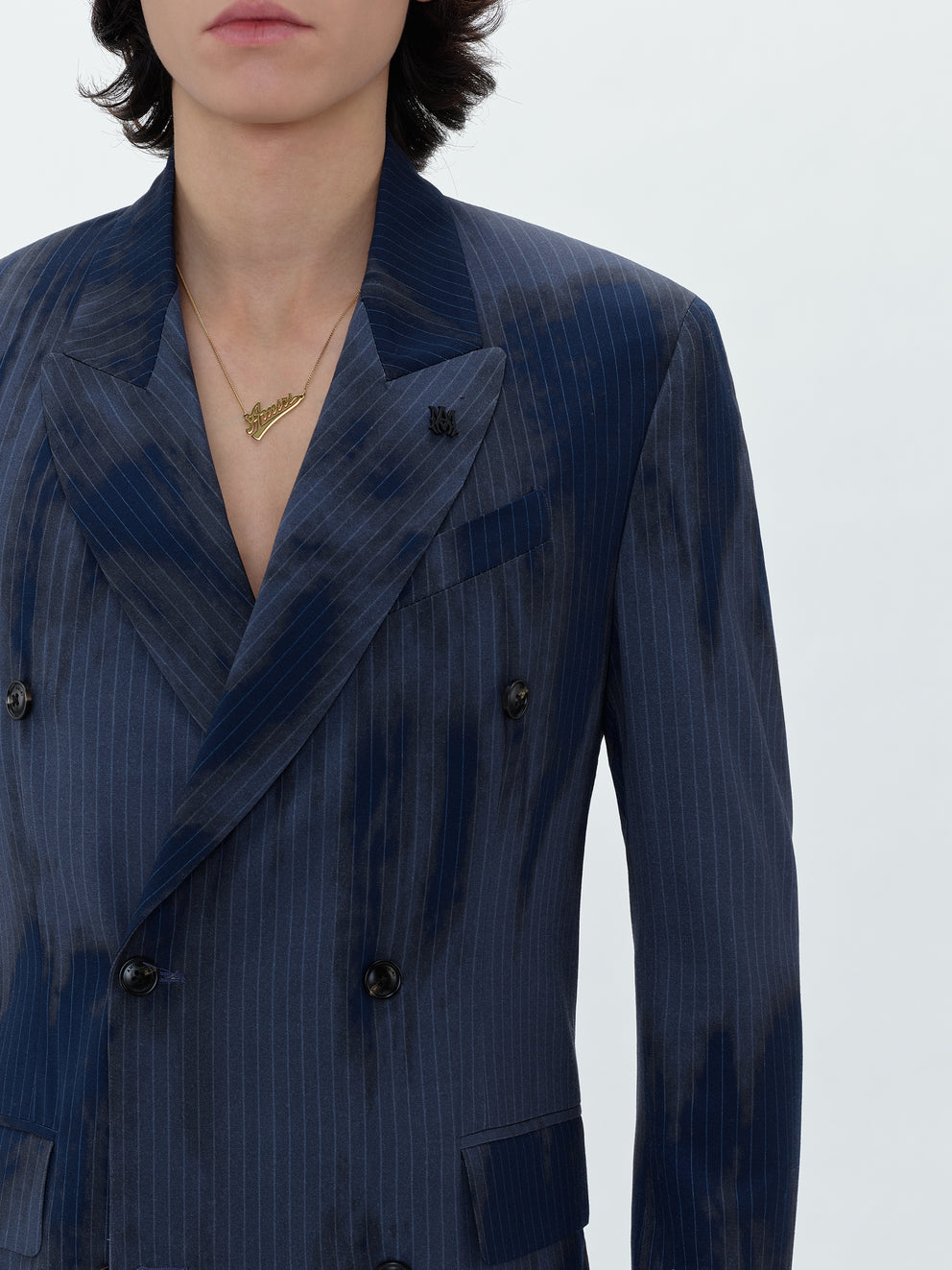 Blue Amiri RELAXED DOUBLE BUTTON PINSTRIPE BLAZER | 561234-UJP