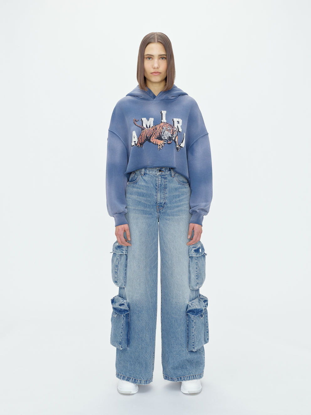 Blue Amiri VINTAGE CROPPED TIGER HOODIE | 581342-UZD