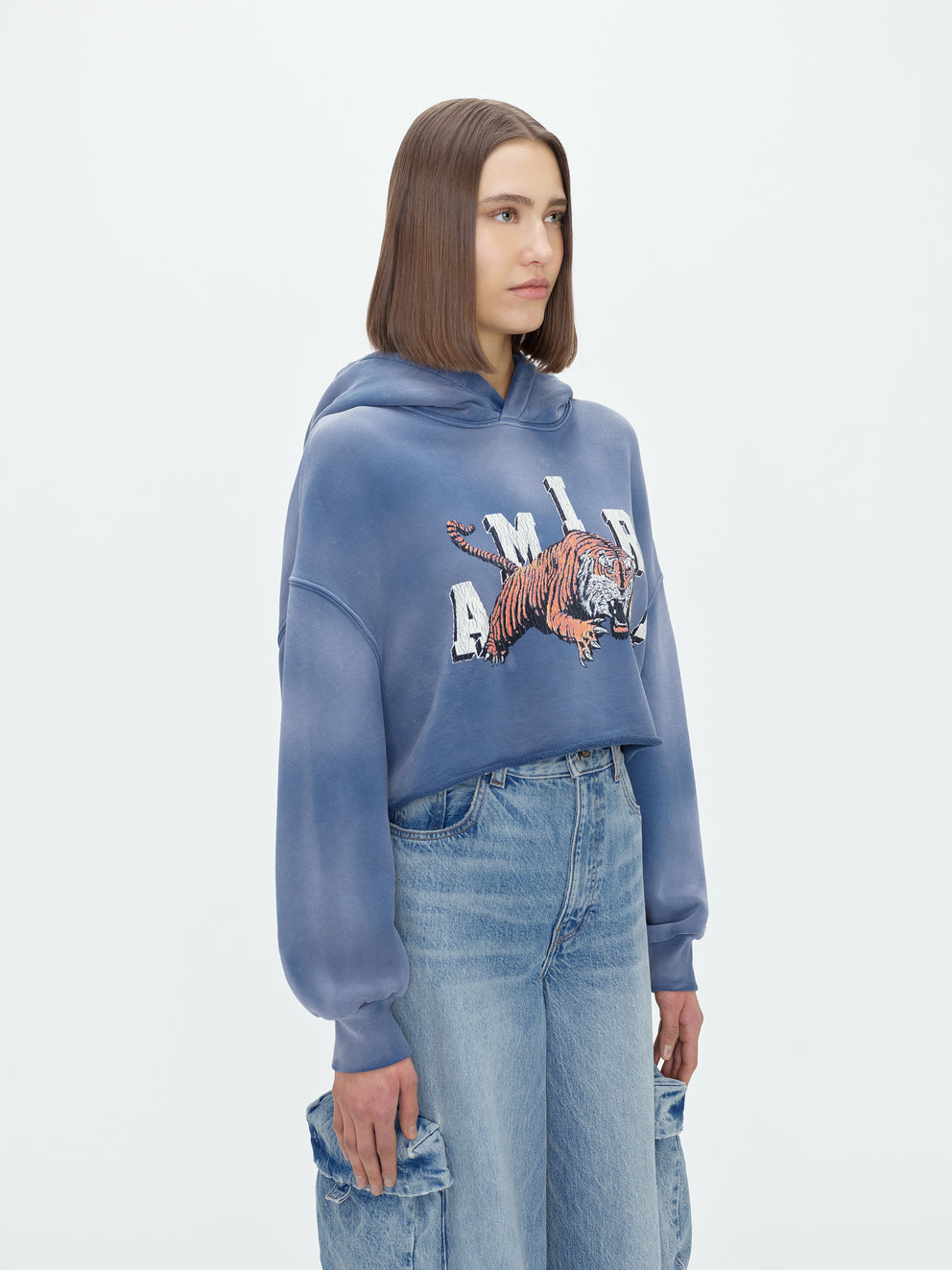 Blue Amiri VINTAGE CROPPED TIGER HOODIE | 581342-UZD