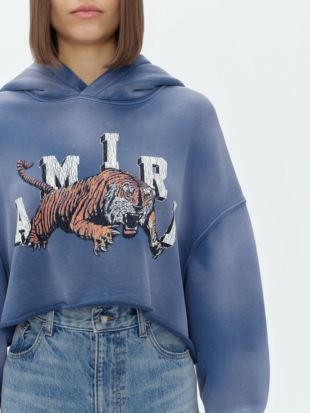 Blue Amiri VINTAGE CROPPED TIGER HOODIE | 581342-UZD