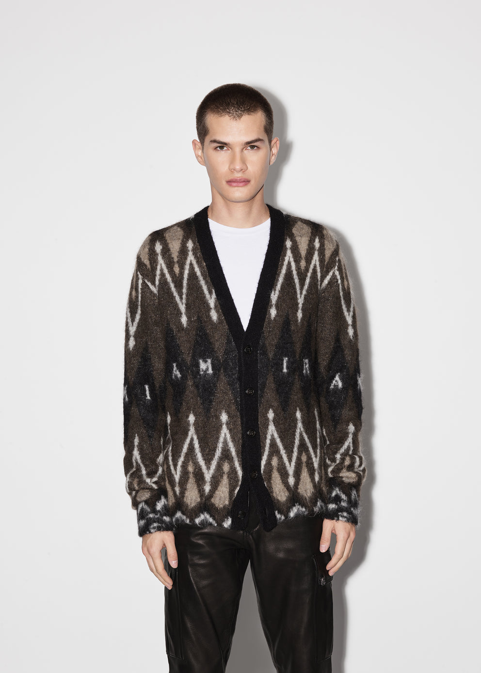 Brown Amiri ARGYLE MOHAIR CARDIGAN | 645293-CSZ