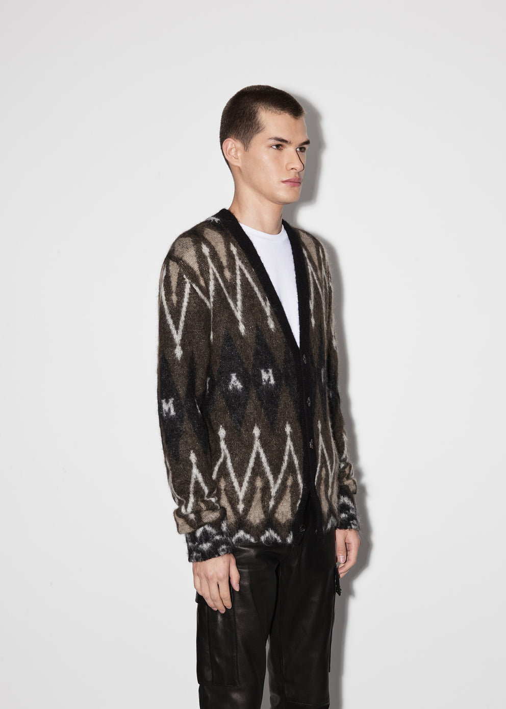 Brown Amiri ARGYLE MOHAIR CARDIGAN | 645293-CSZ