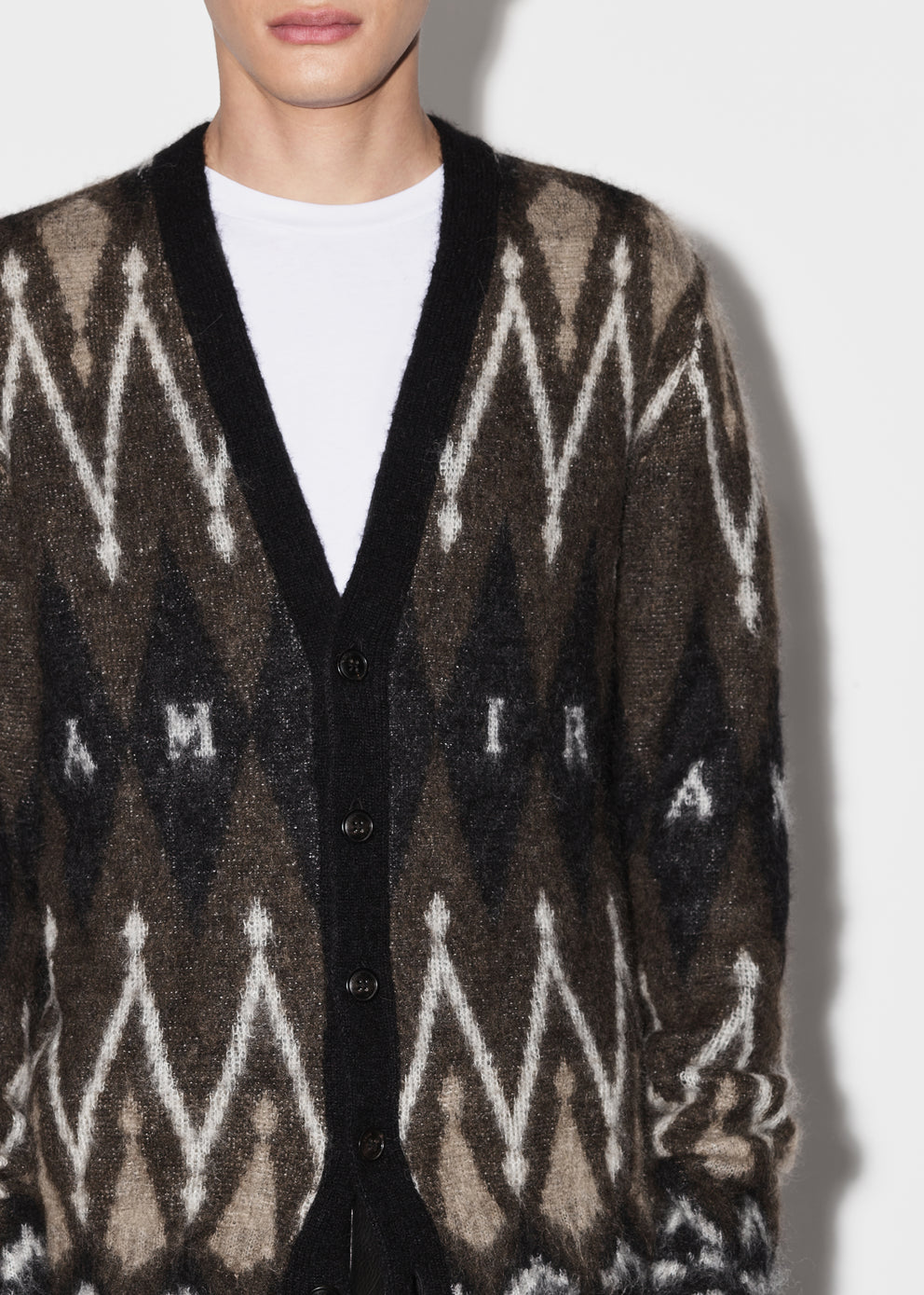 Brown Amiri ARGYLE MOHAIR CARDIGAN | 645293-CSZ