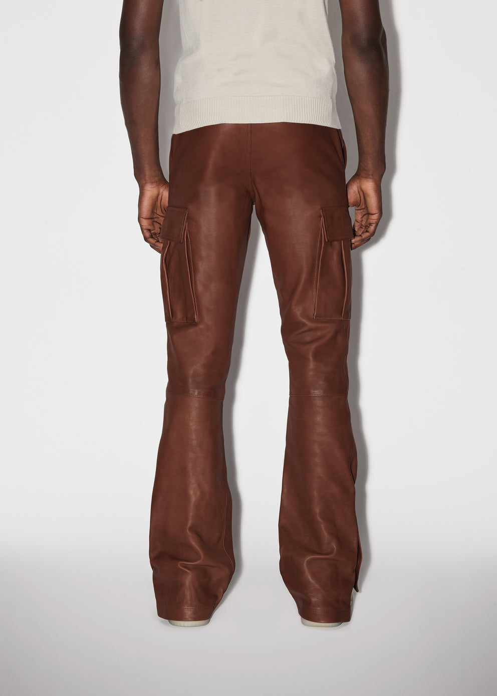 Brown Amiri LEATHER CARGO FLARE | 985406-UID