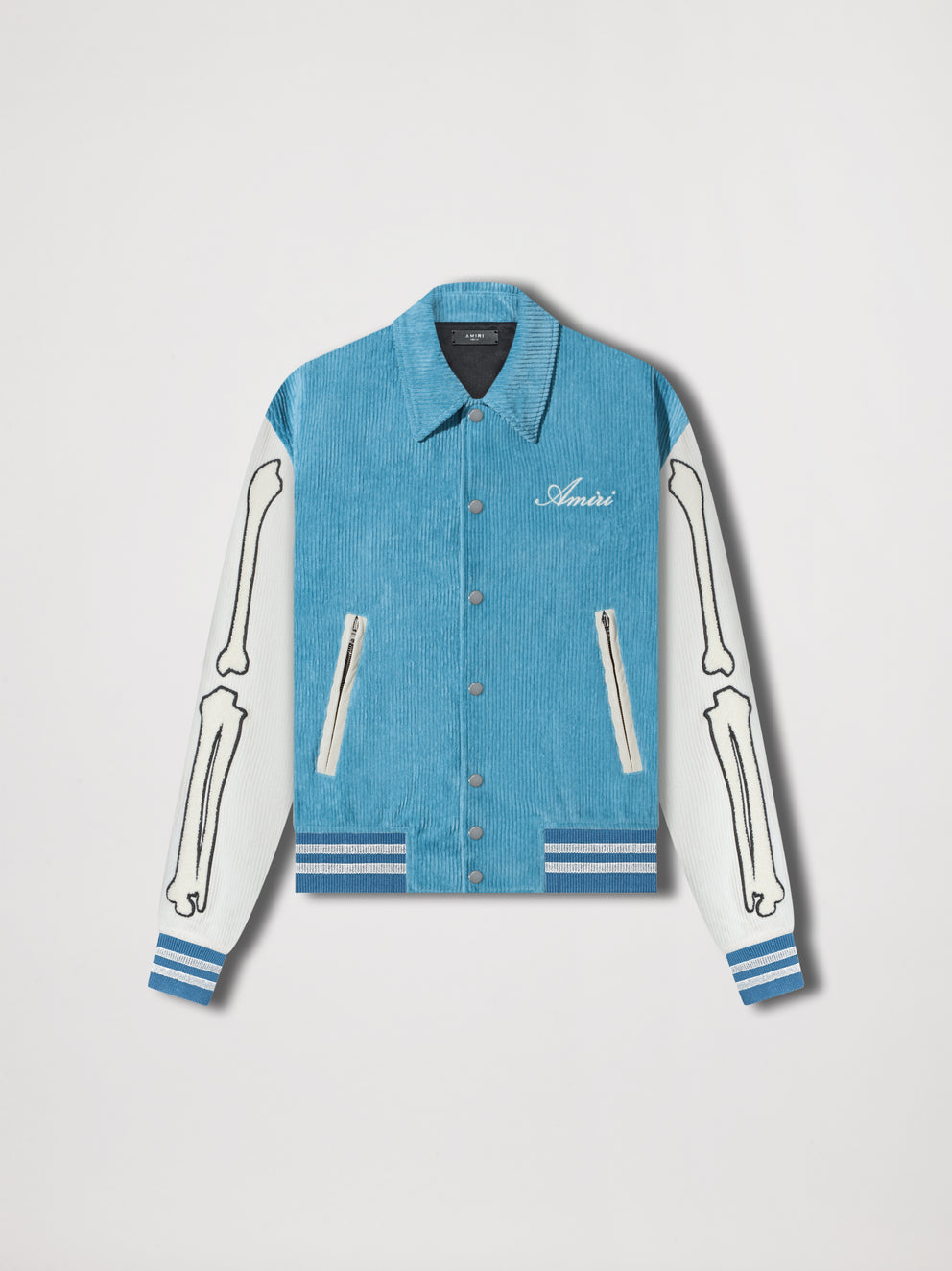 Carolina Blue Amiri CORDUROY BONES VARSITY JACKET | 813279-AEK