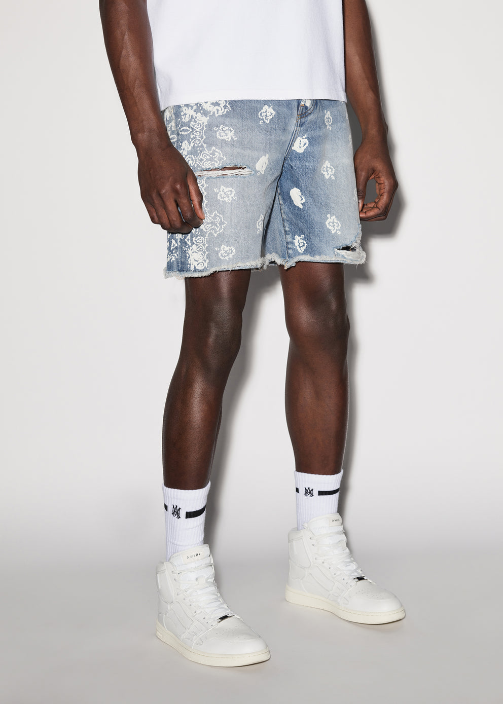 Clay Indigo Amiri BLEACH BANDANA DENIM SHORT | 072894-VUP