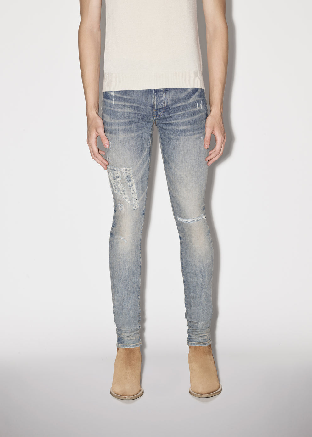 Clay Indigo Amiri DISTRESSED LOGO JEAN | 108496-REZ