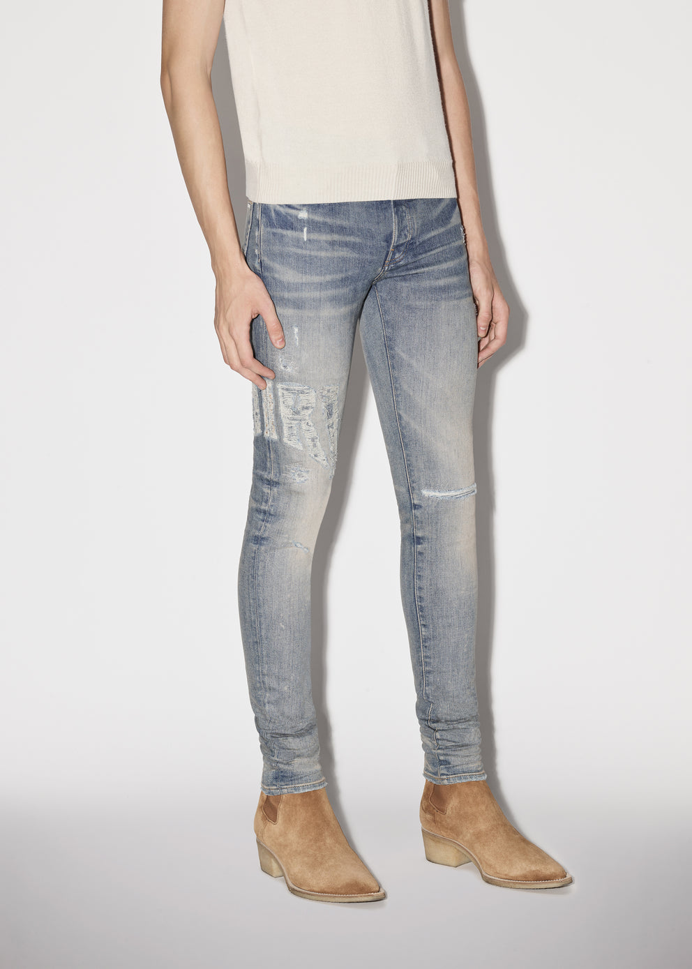 Clay Indigo Amiri DISTRESSED LOGO JEAN | 108496-REZ