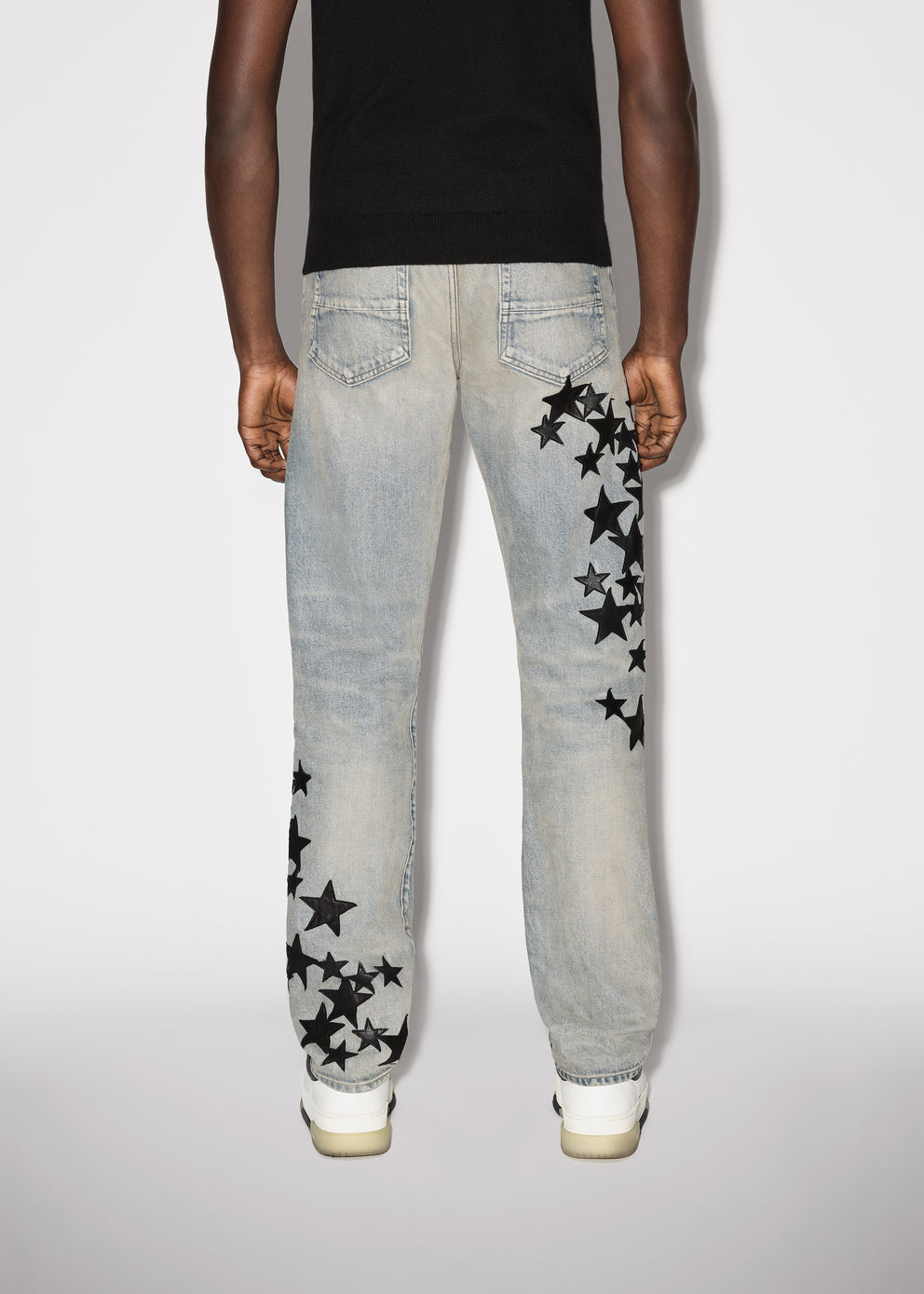 Clay Indigo Amiri LEATHER STAR STRAIGHT JEAN | 036491-RIK