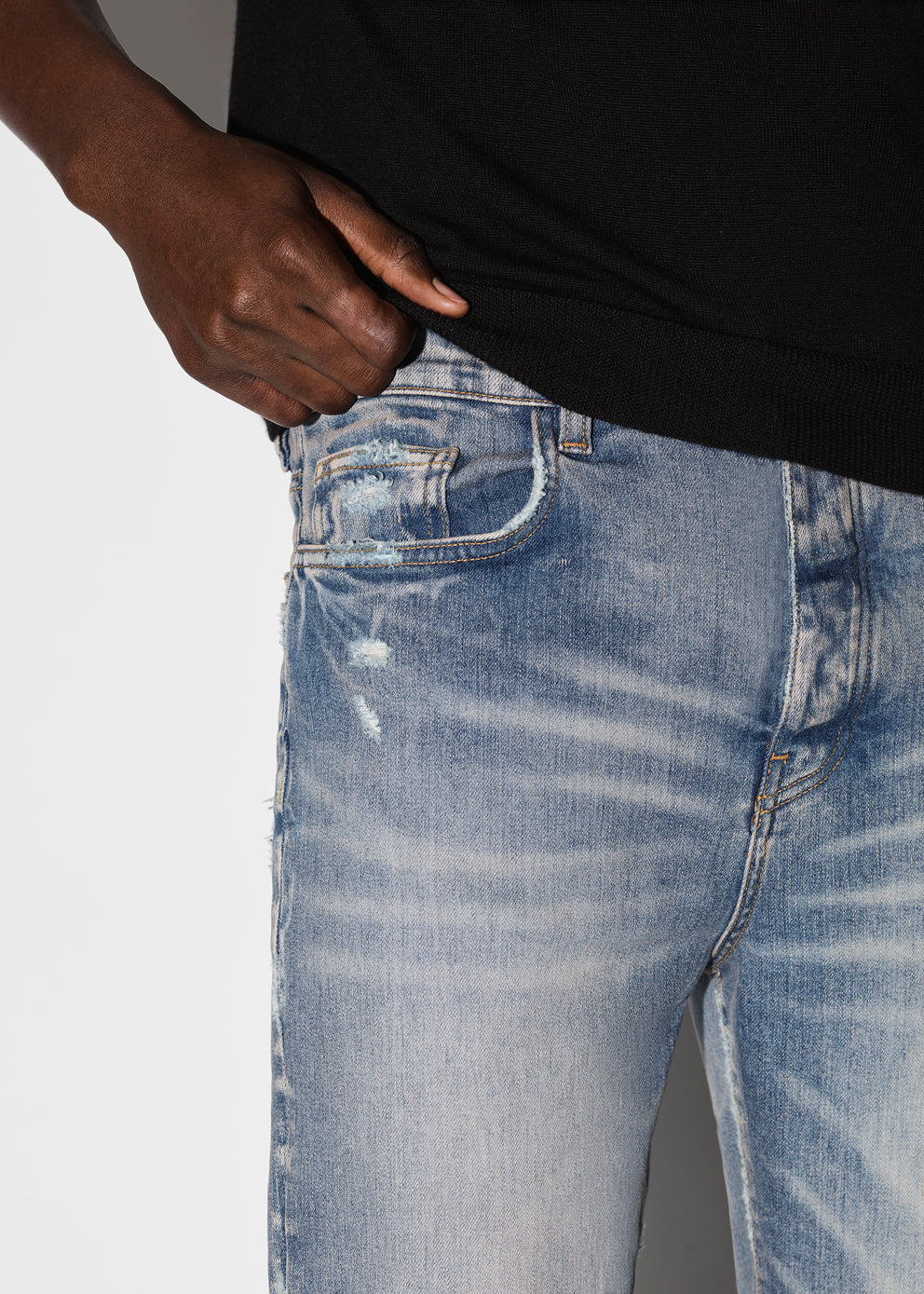 Clay Indigo Amiri STACKED FLARE JEAN | 153029-SNO