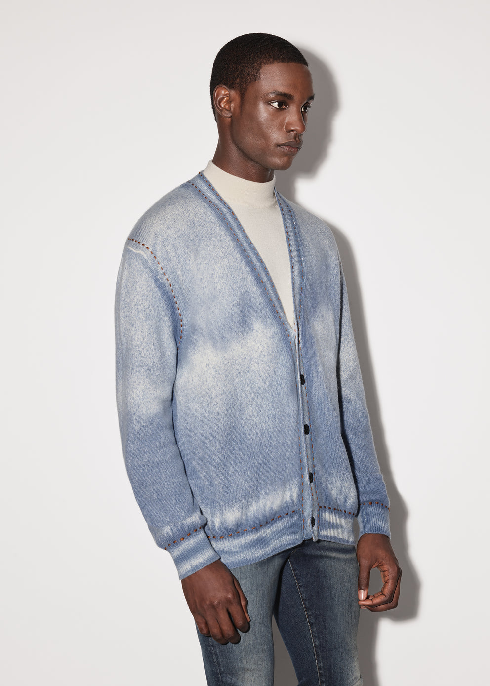 Dusty Blue Amiri PIGMENT SPRAY CARDIGAN | 059147-BHO