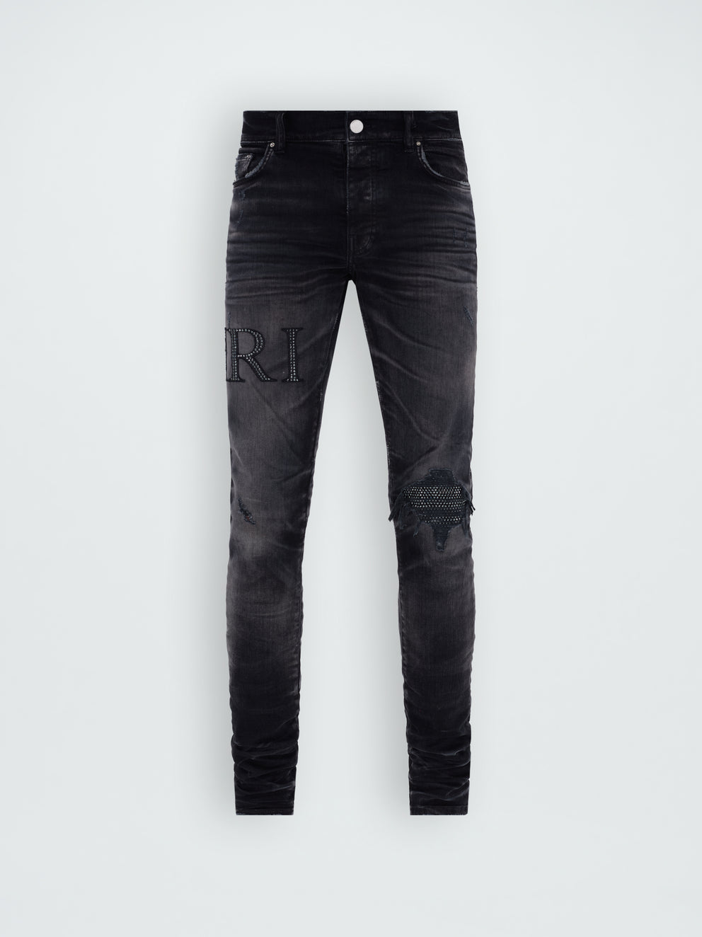 Faded Black Amiri CRYSTAL EMBELLISHED LOGO JEAN | 340819-VRX