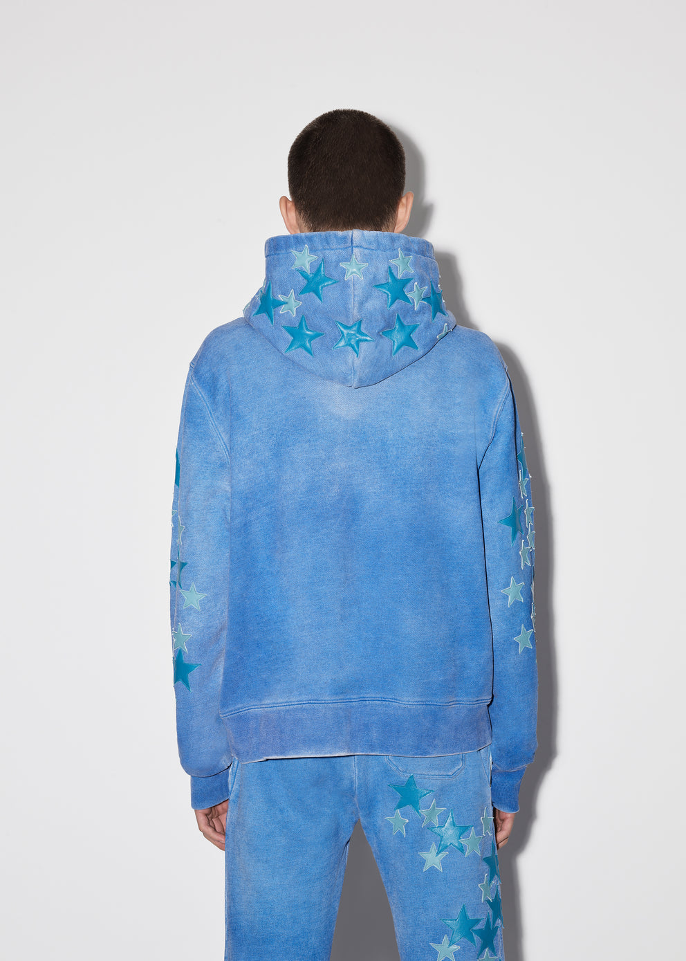 Heather Carolina Blue Amiri PIGMENT SPRAY STAR HOODIE | 217560-WDR