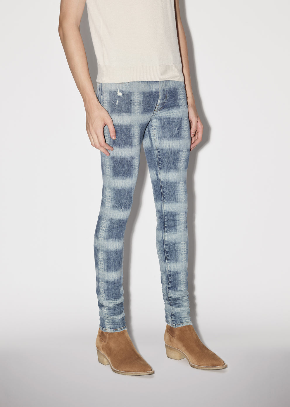 Medium Indigo Amiri PLAID SKINNY JEAN | 059716-SRA