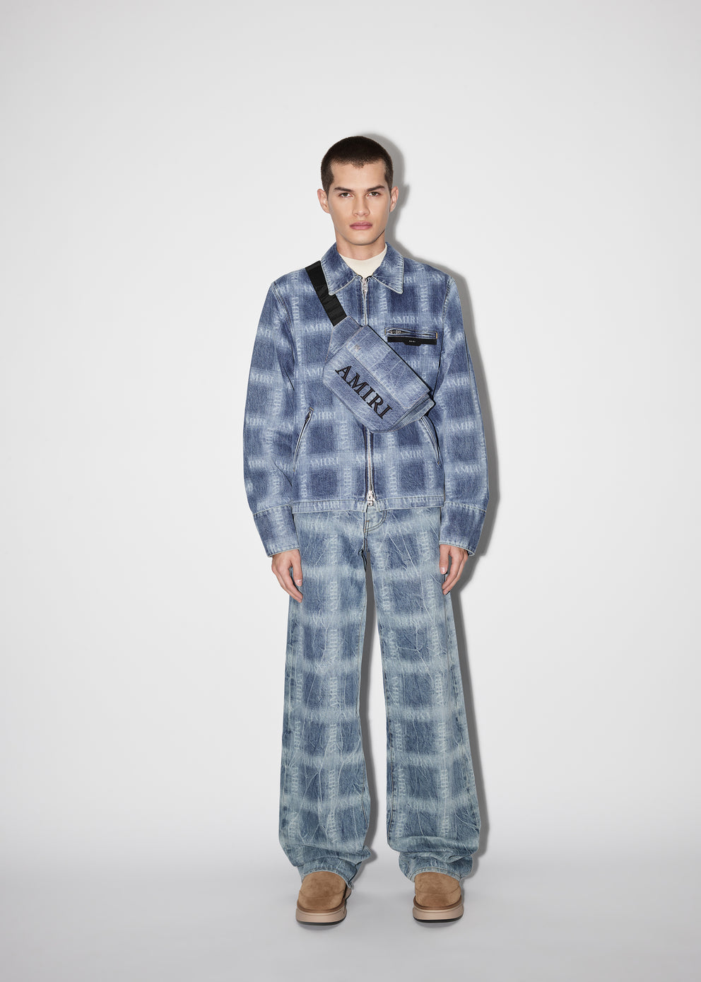 Medium Indigo Amiri SHADOW PLAID BAGGY JEAN | 078321-TEO