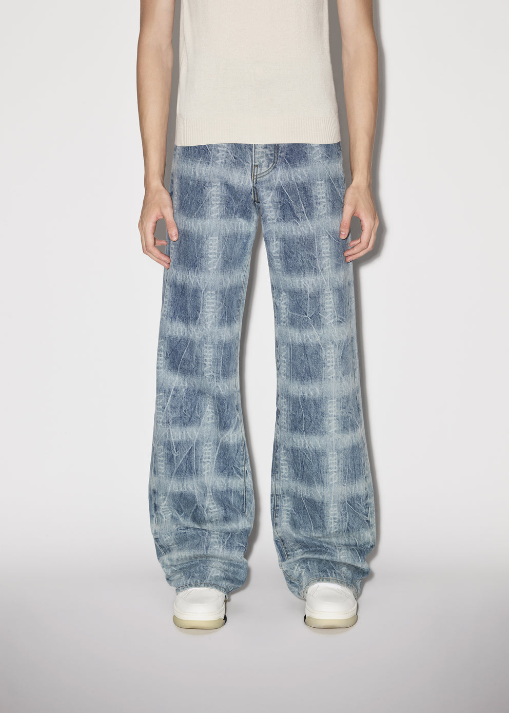 Medium Indigo Amiri SHADOW PLAID BAGGY JEAN | 078321-TEO