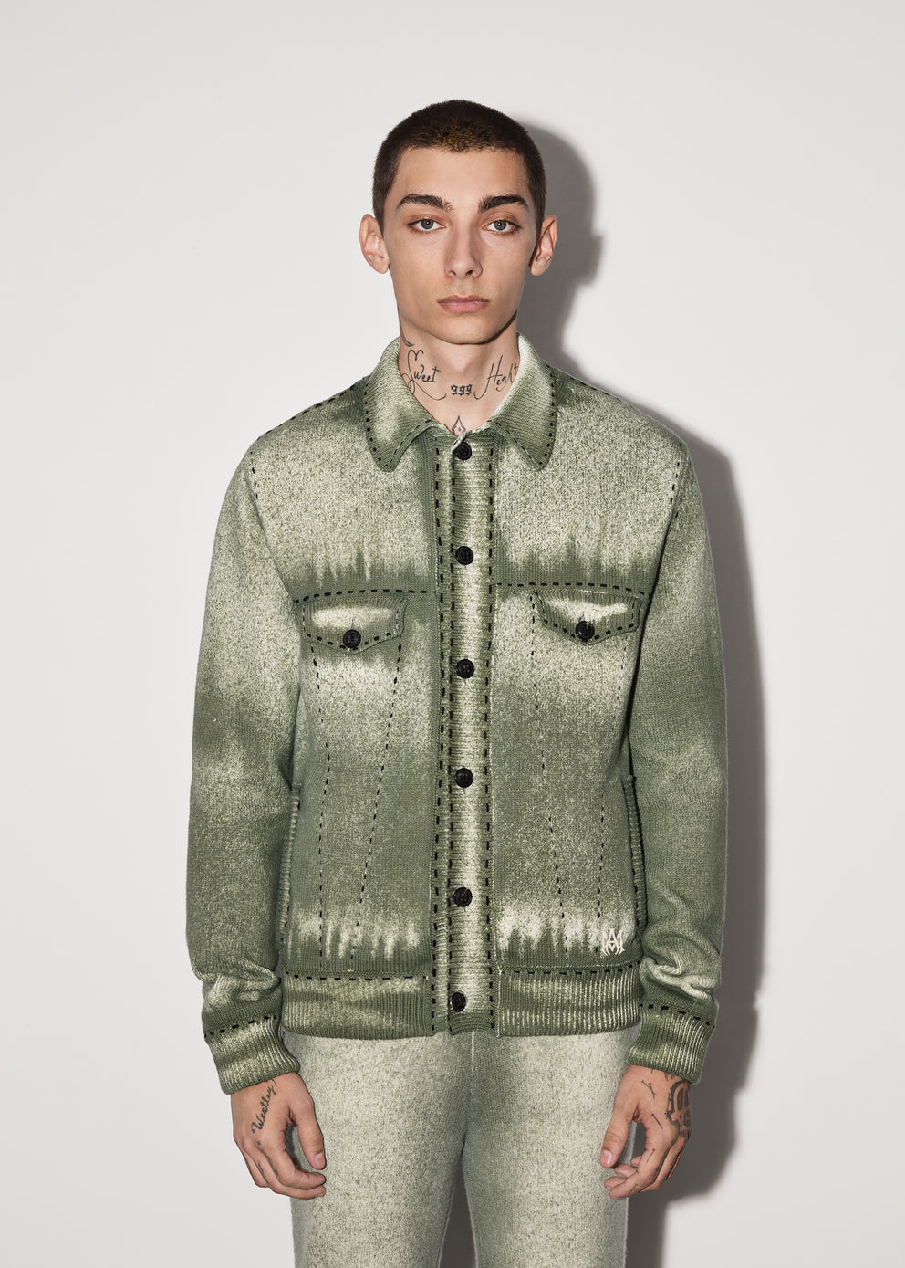 Military Green Amiri PIGMENT SPRAY ZIP BLOUSON | 831972-TBR