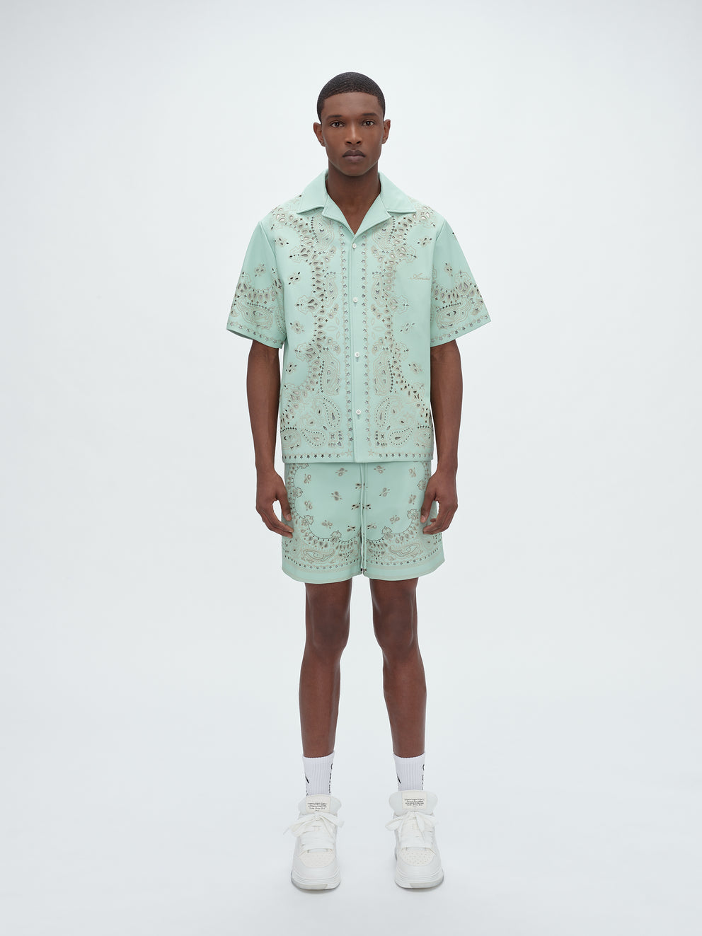 Mint Amiri LEATHER BANDANA SHIRT | 239081-ZVF