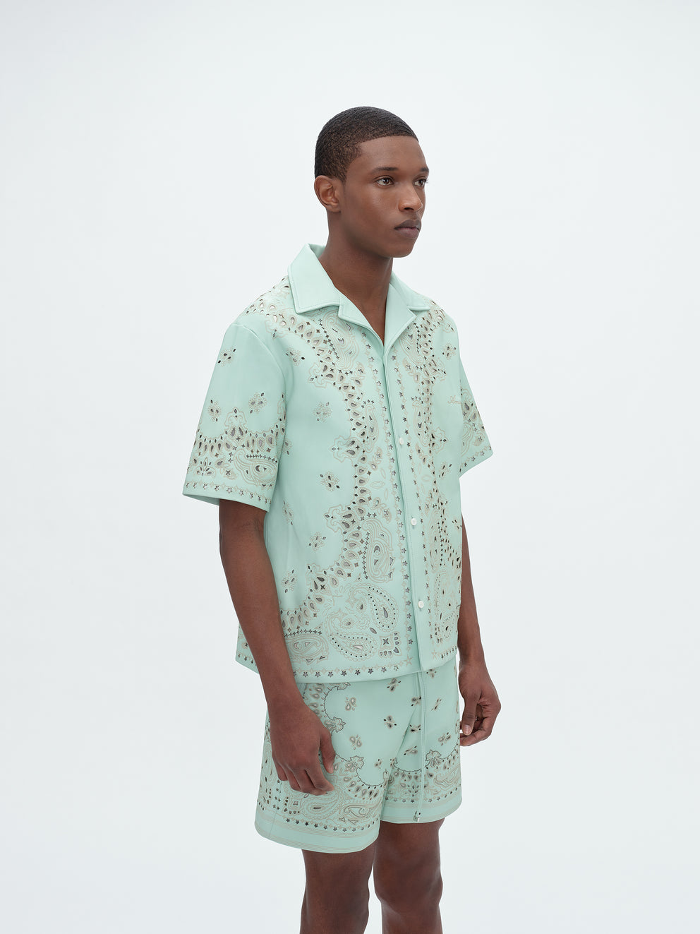 Mint Amiri LEATHER BANDANA SHIRT | 239081-ZVF