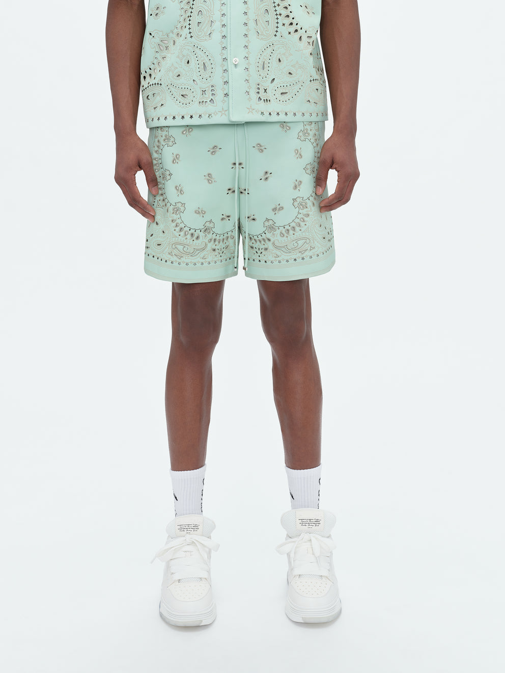 Mint Amiri LEATHER BANDANA SHORT | 276803-XHB