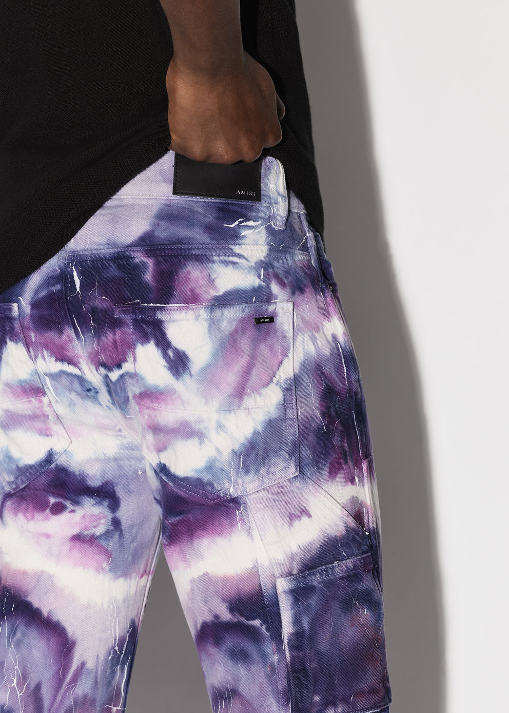 Purple Amiri CRACKED TIE DYE CARPENTER JEAN | 876390-LBQ