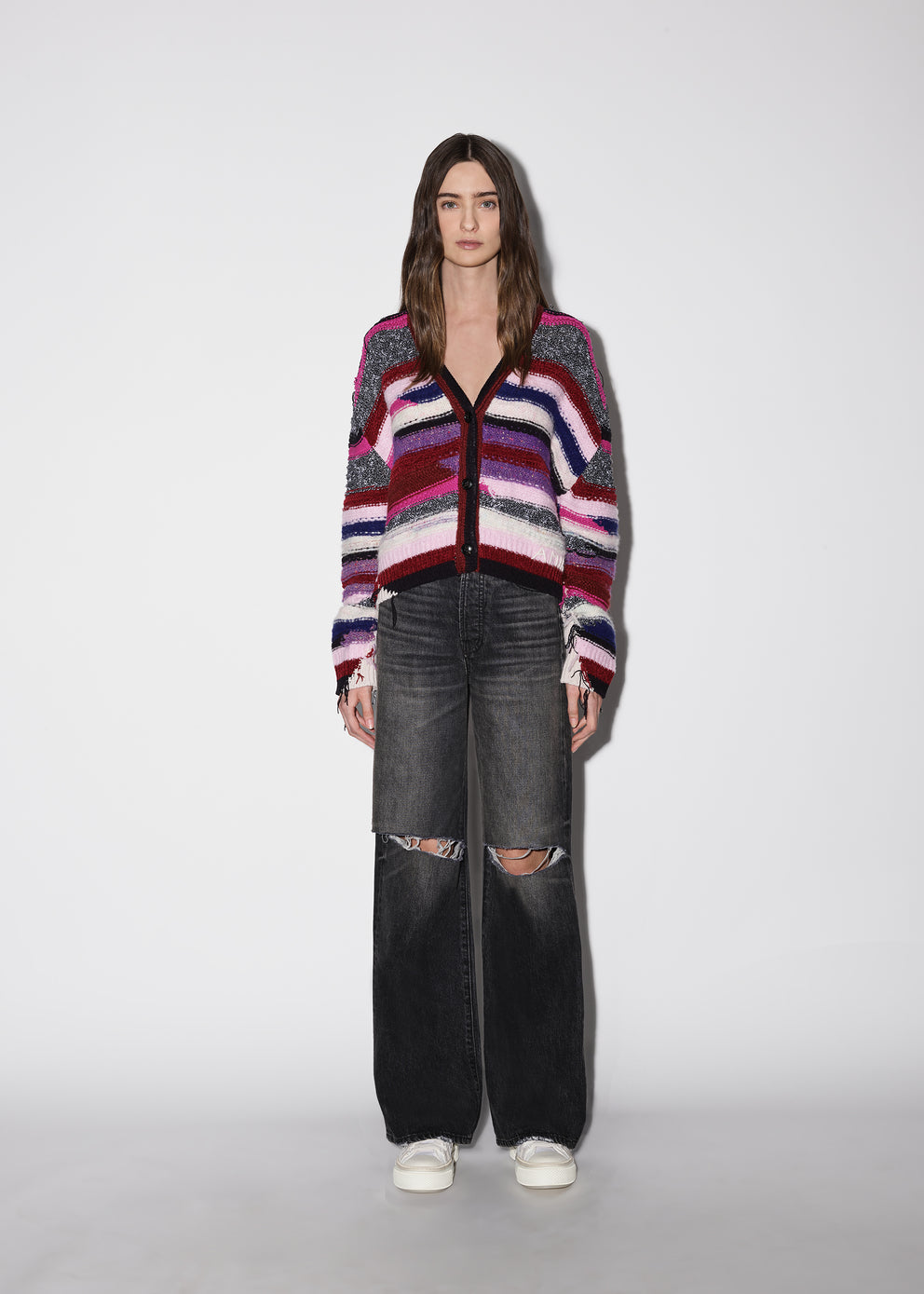 Purple Amiri MULTI YARN STRIPE CARDIGAN | 017235-SAZ