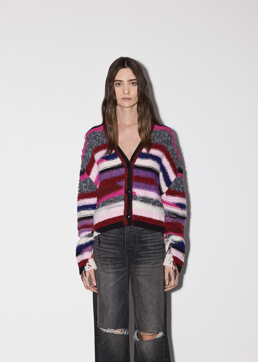 Purple Amiri MULTI YARN STRIPE CARDIGAN | 017235-SAZ