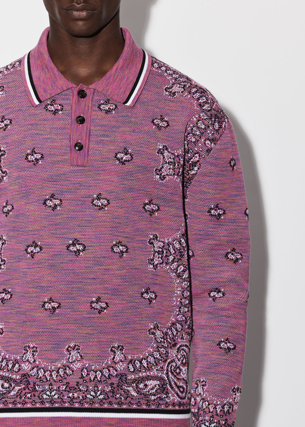 Purple Amiri SPACE DYE BANDANA LONG SLEEVE POLO | 429650-OCP