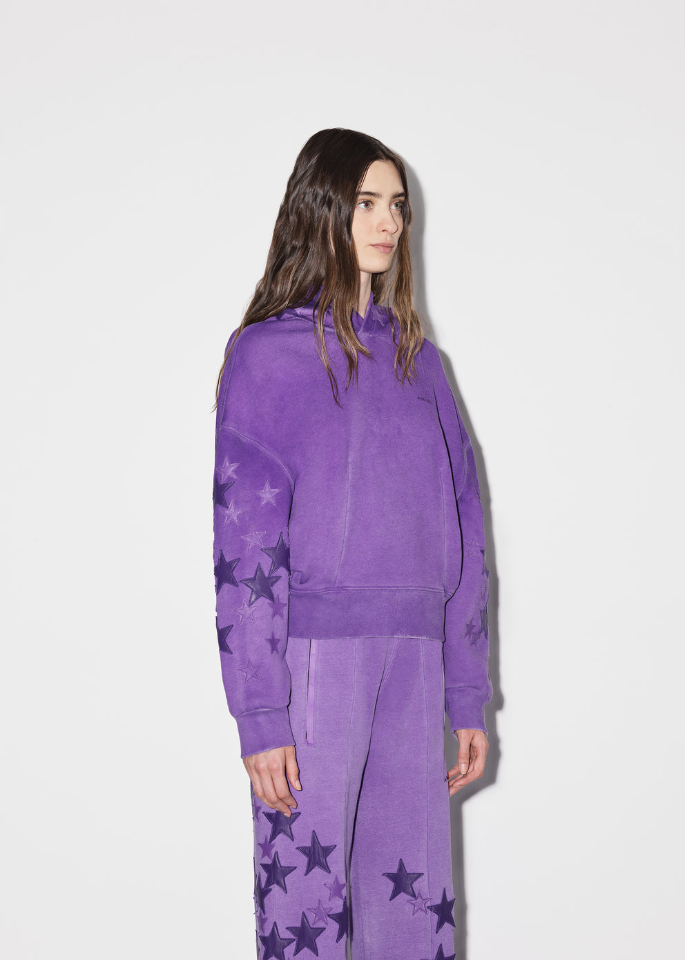 Purple Amiri STARS CROPPED HOODIE | 306874-YGM