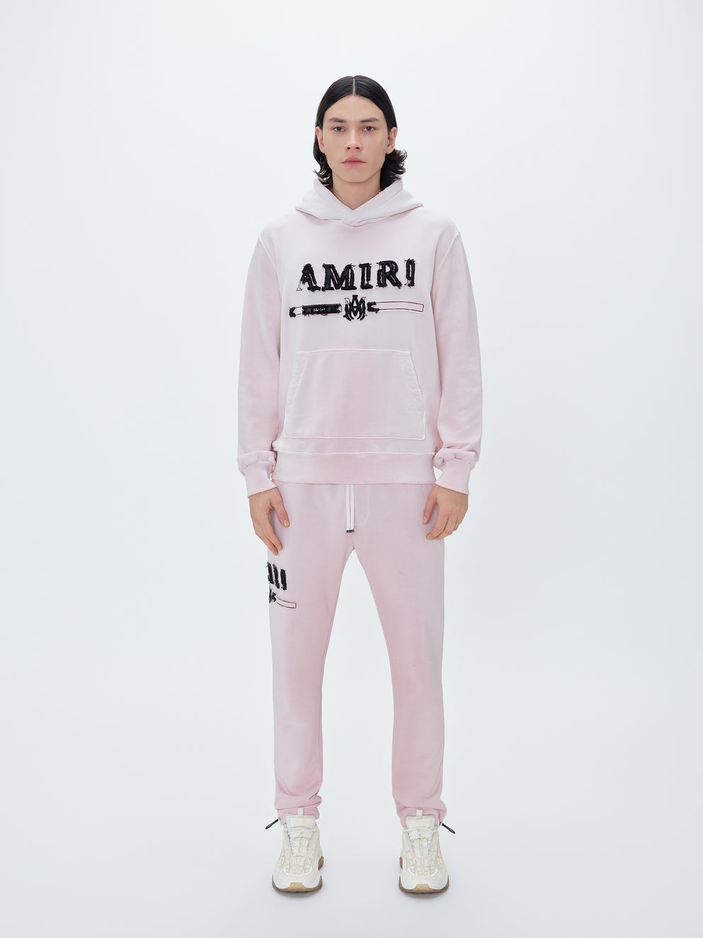 Silver / Pink Amiri M.A. BAR APPLIQUE HOODIE | 396058-TFI