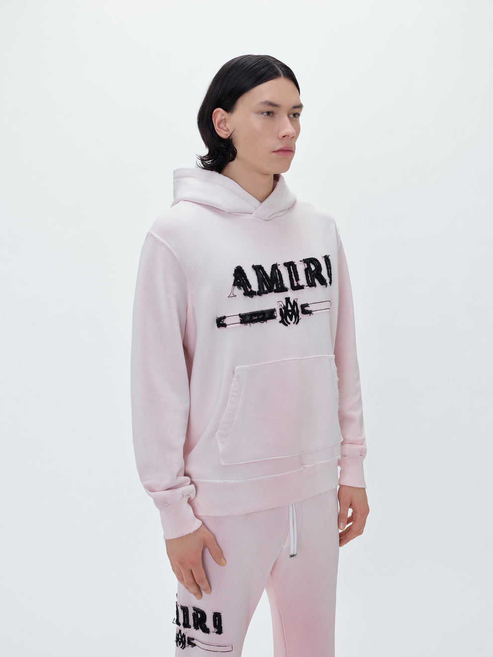 Silver / Pink Amiri M.A. BAR APPLIQUE HOODIE | 396058-TFI