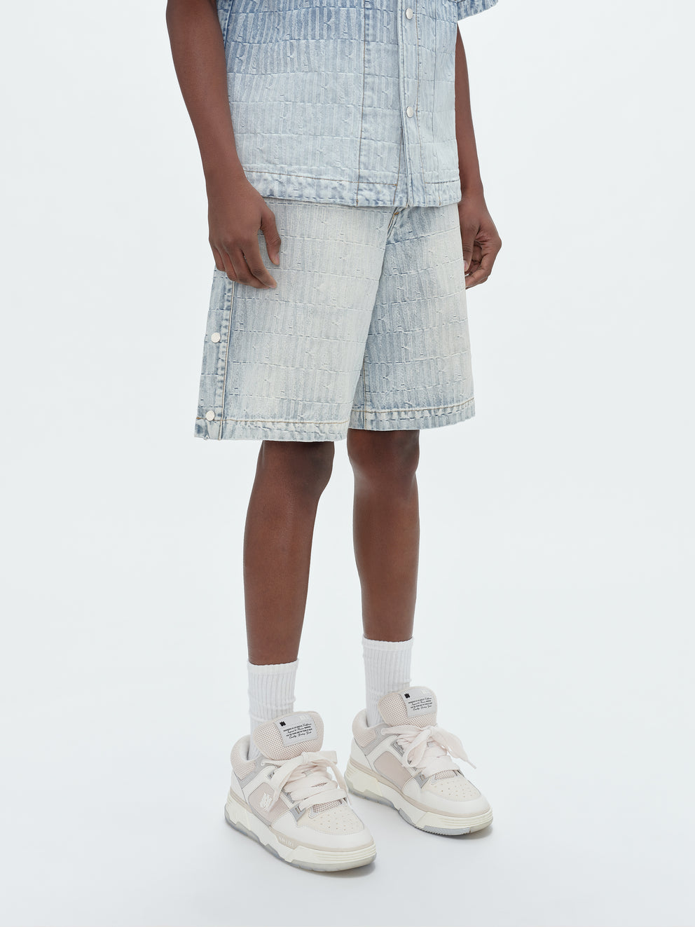 Stone Indigo Amiri JACQUARD SNAP OFF SHORTS | 469385-KPI