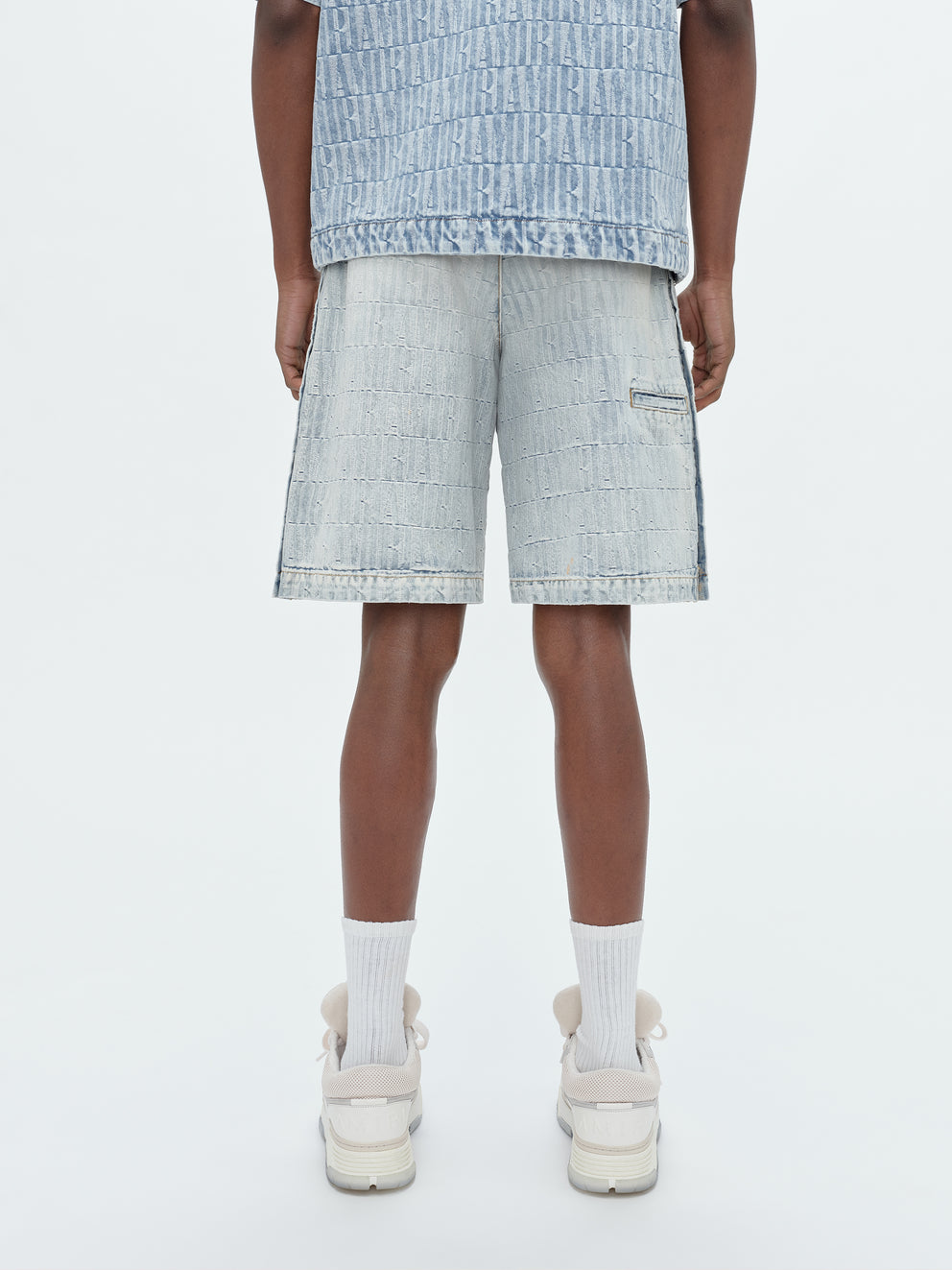 Stone Indigo Amiri JACQUARD SNAP OFF SHORTS | 469385-KPI